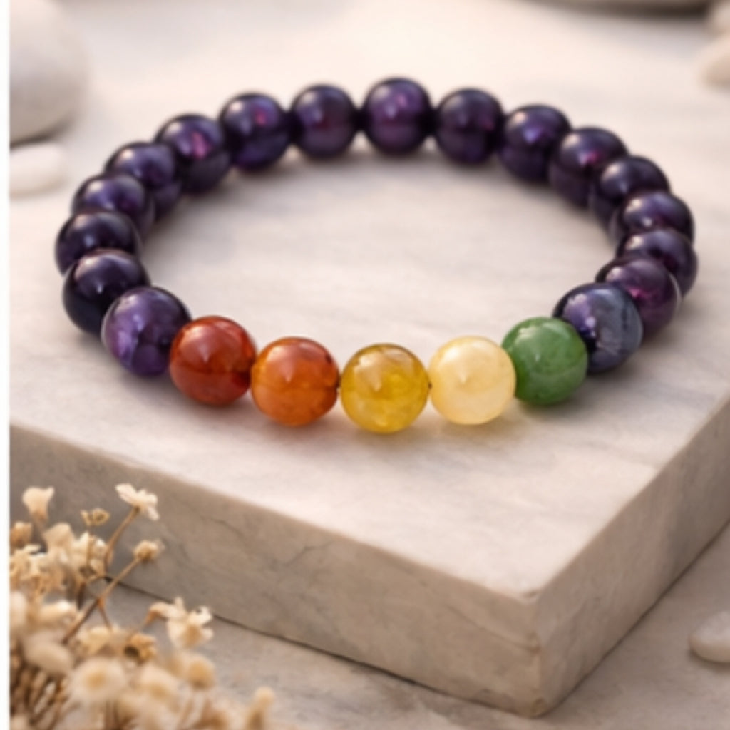 Natural Amythyst +7 Chakra Bracelet