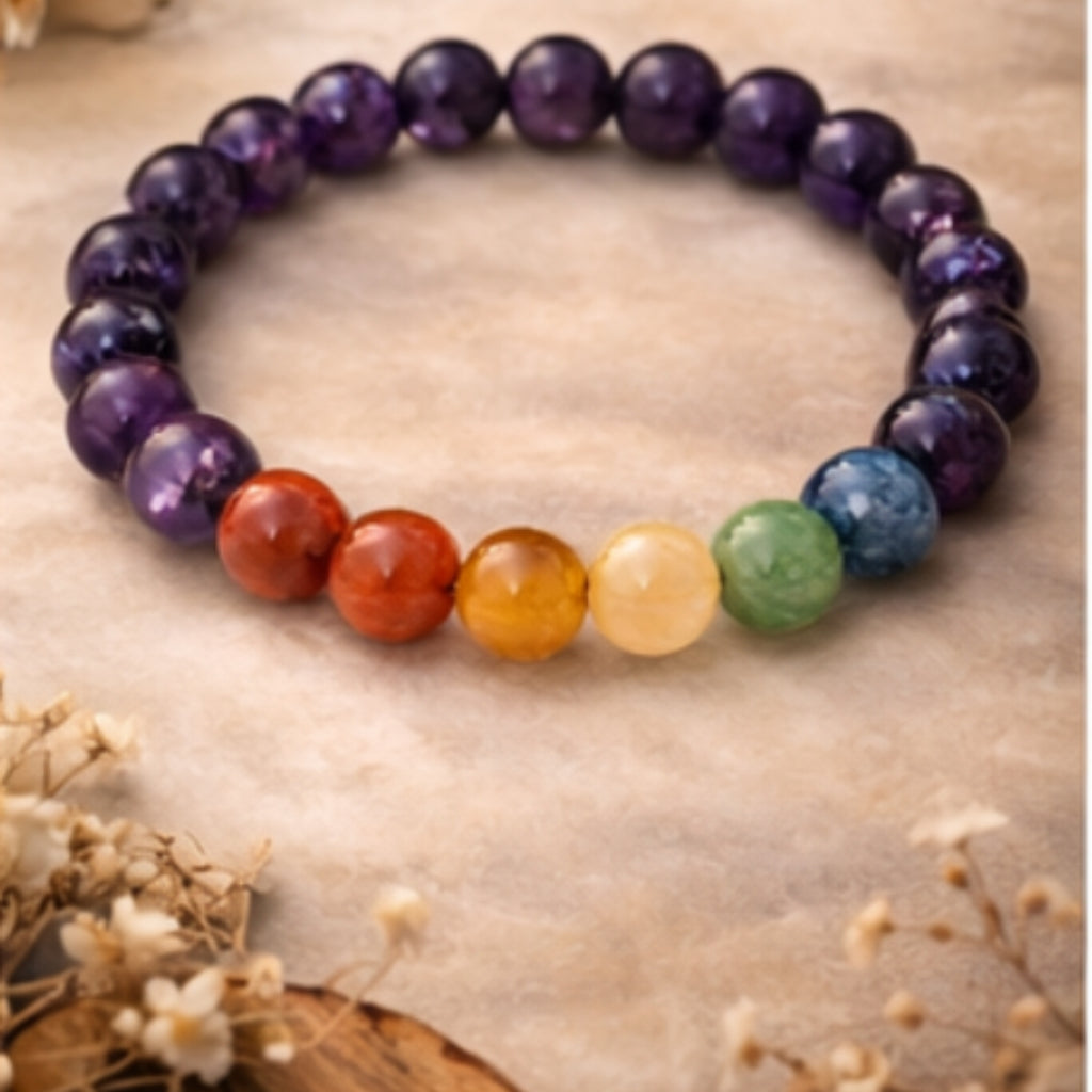 Natural Amythyst +7 Chakra Bracelet