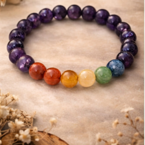 Natural Amythyst +7 Chakra Bracelet