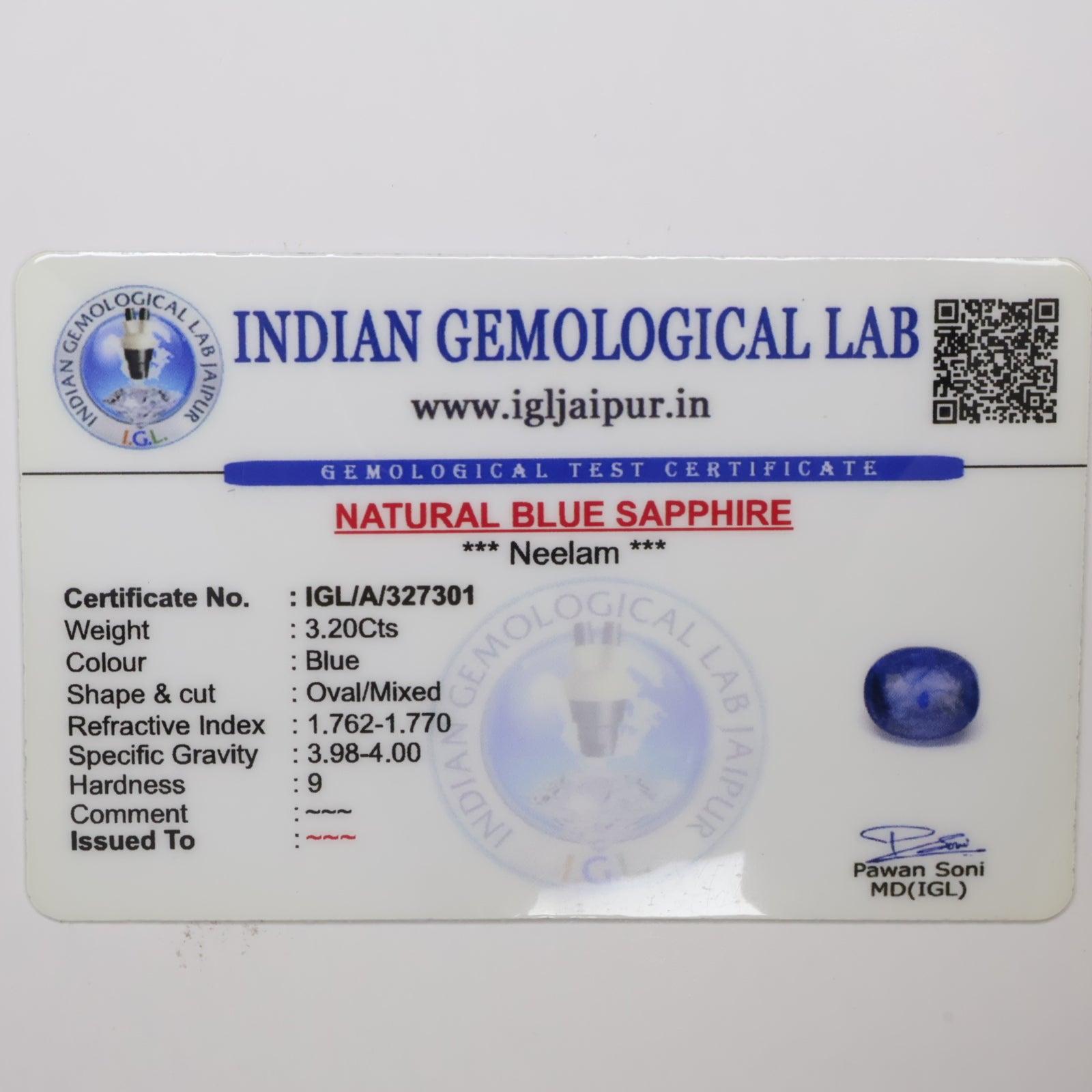 Natural Blue Sapphire 3.20ct