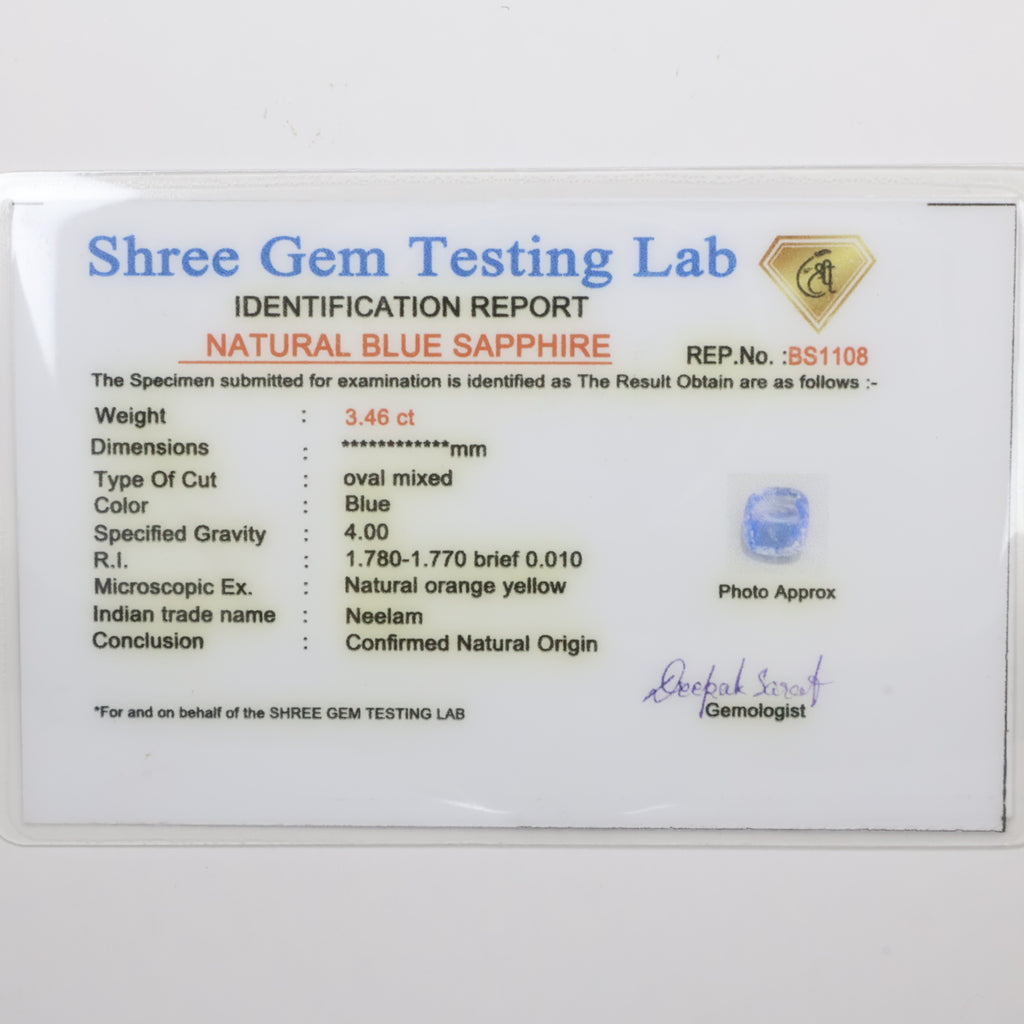 Natural Blue Sapphire Ceylon 3.46ct