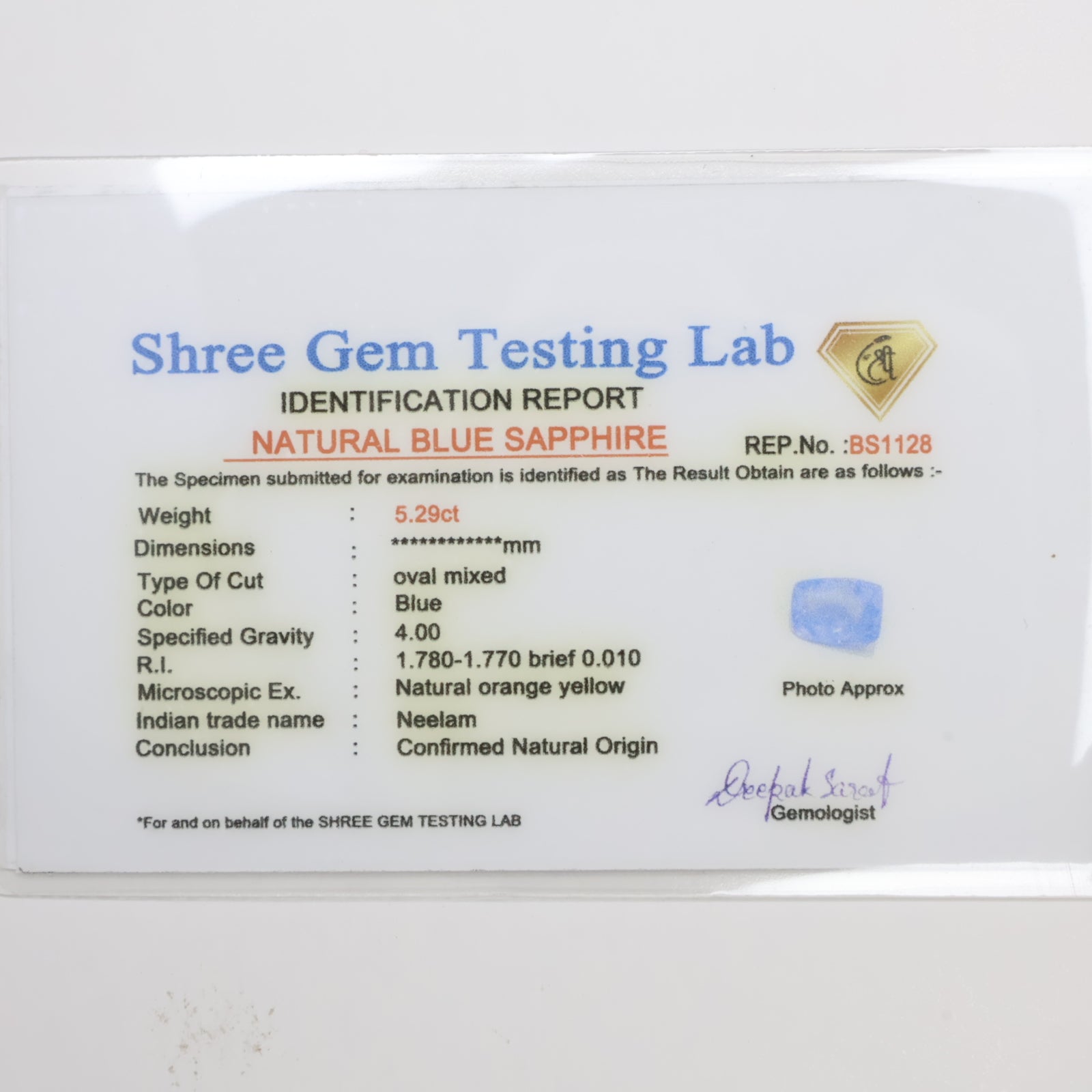 Natural Blue Sapphire Ceylon 5.29ct
