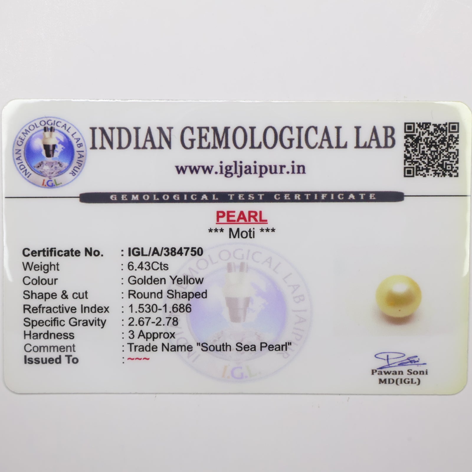 Natural Golden Pearl (South Sea) 6.43ct