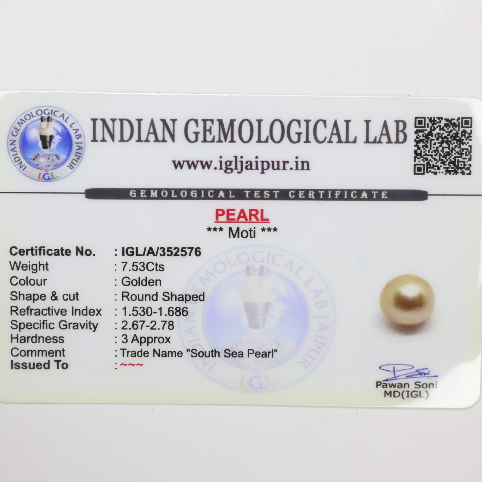 Natural Golden Pearl (South Sea) 7.53ct