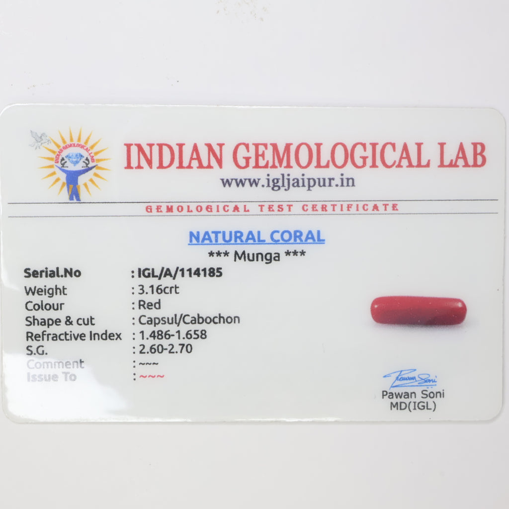 Natural Red Coral (Munga) 3.16ct