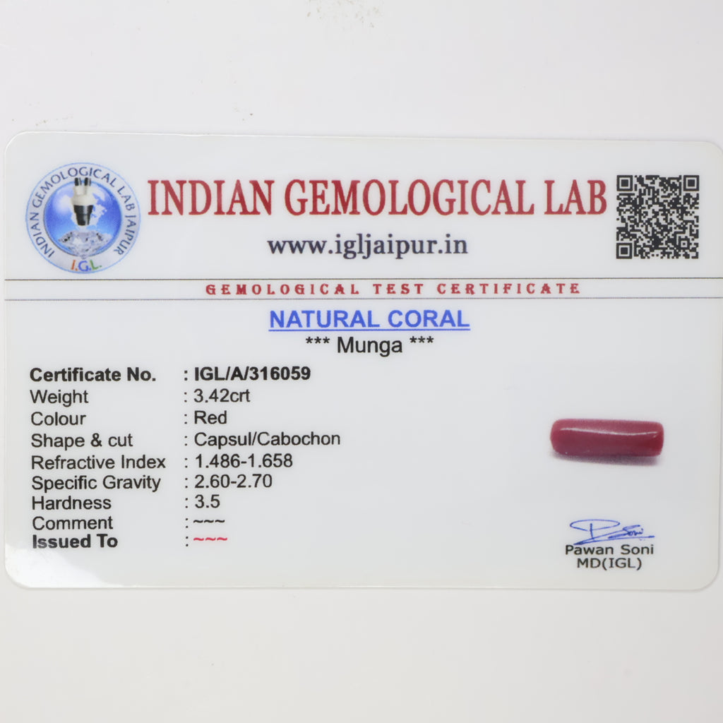 Natural Red Coral (Munga) 3.42ct