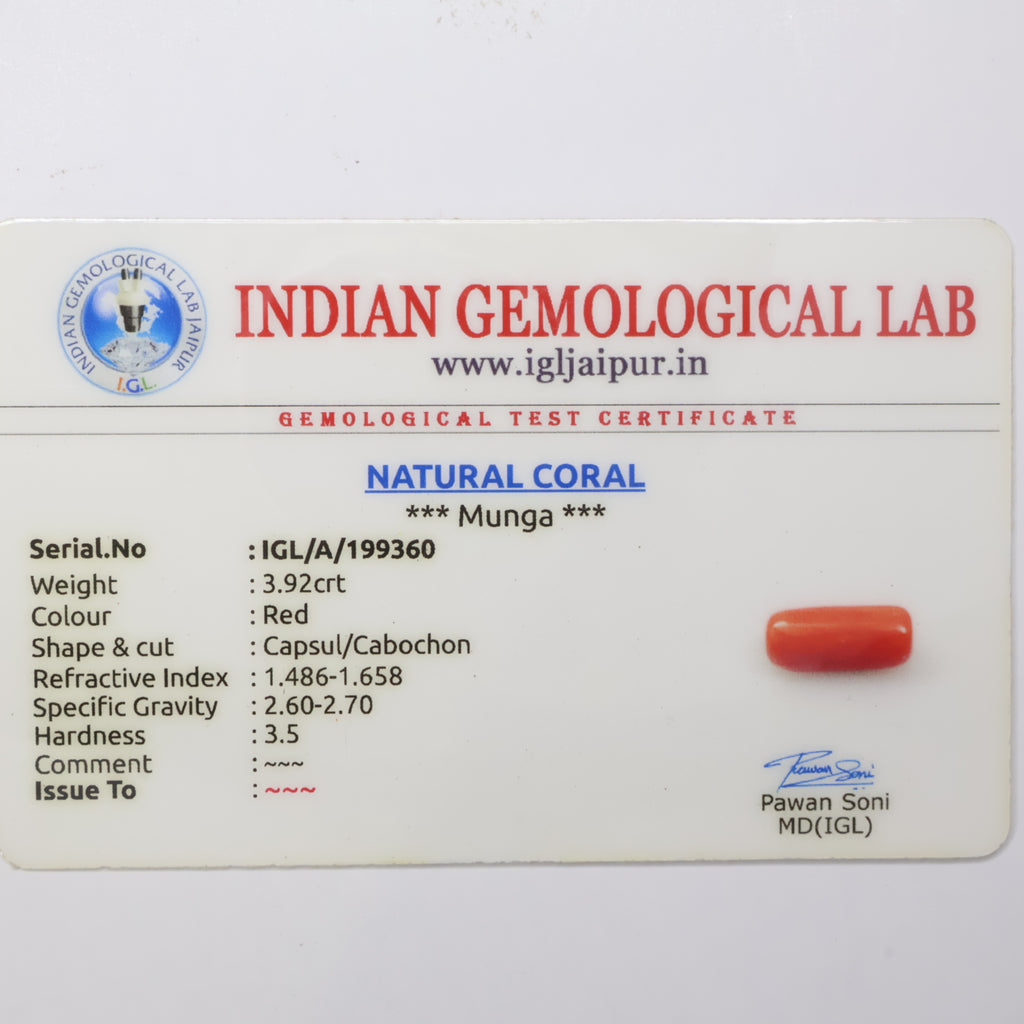 Natural Red Coral (Munga) 3.92ct