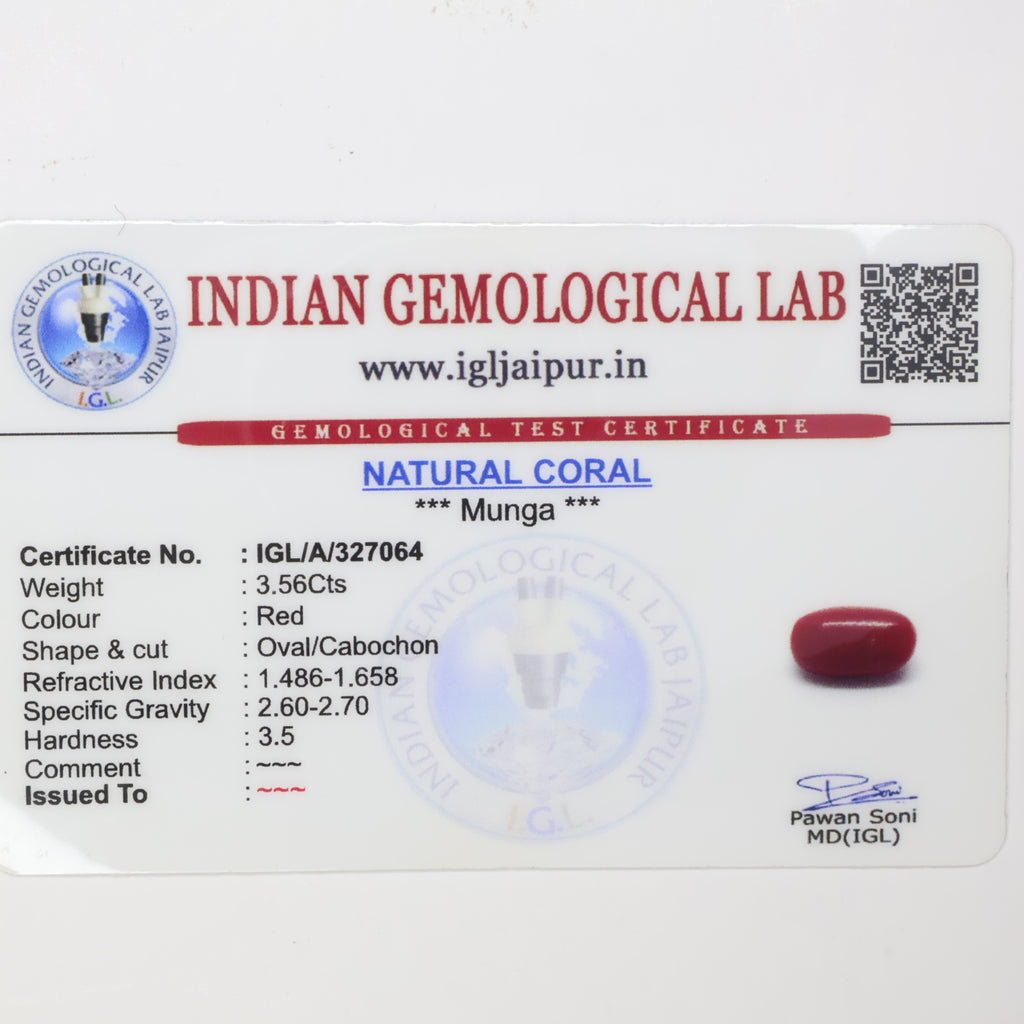 Natural Red Coral (Munga) 3.56ct
