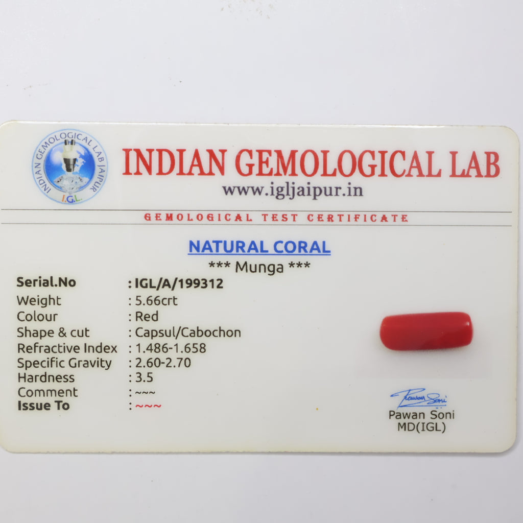 Natural Red Coral (Munga) 5.66ct