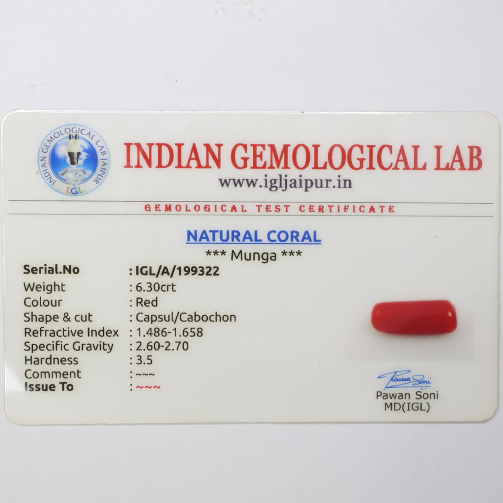 Natural Red Coral (Munga) 6.30ct