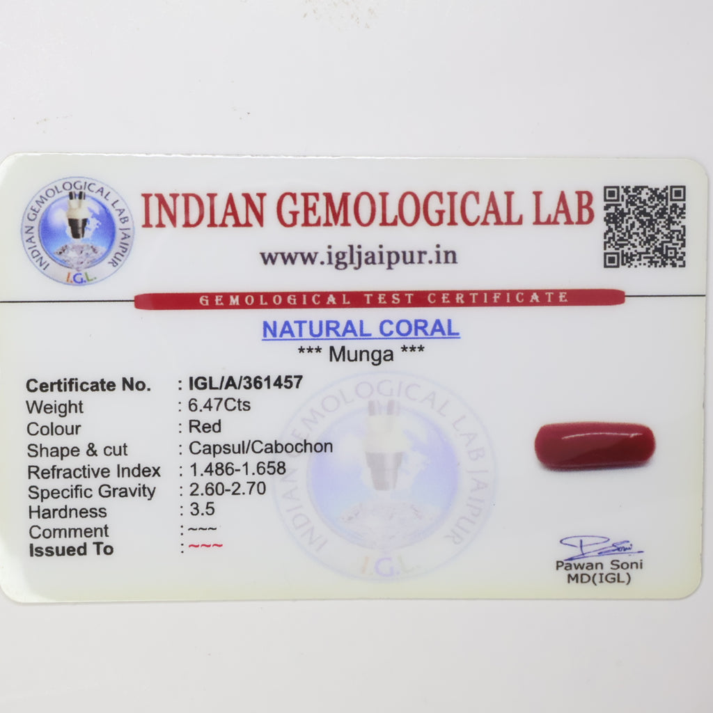 Natural Red Coral (Munga) 6.47ct