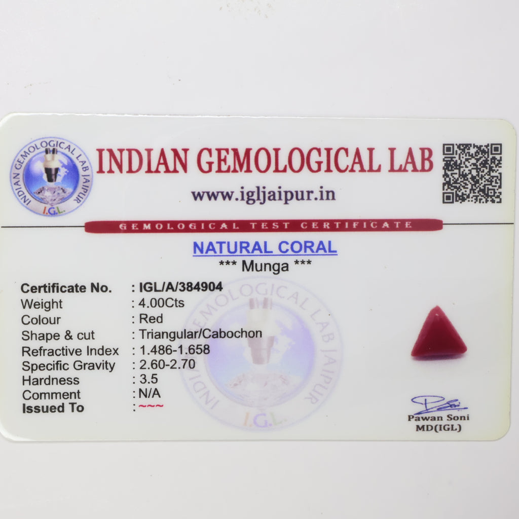 Natural Red Coral (Munga) 4.00ct