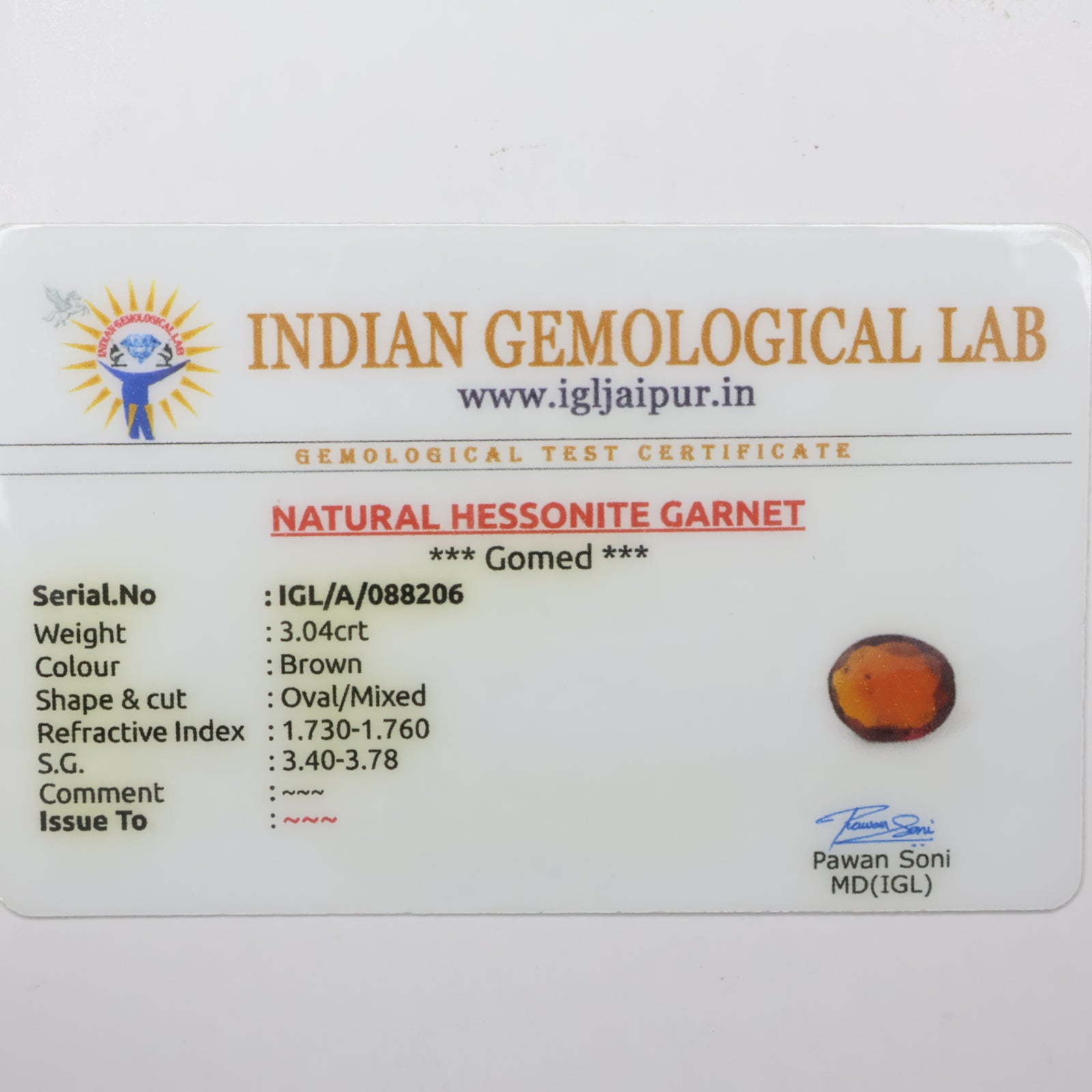 Natural Hessonite (Gomed) 3.04ct