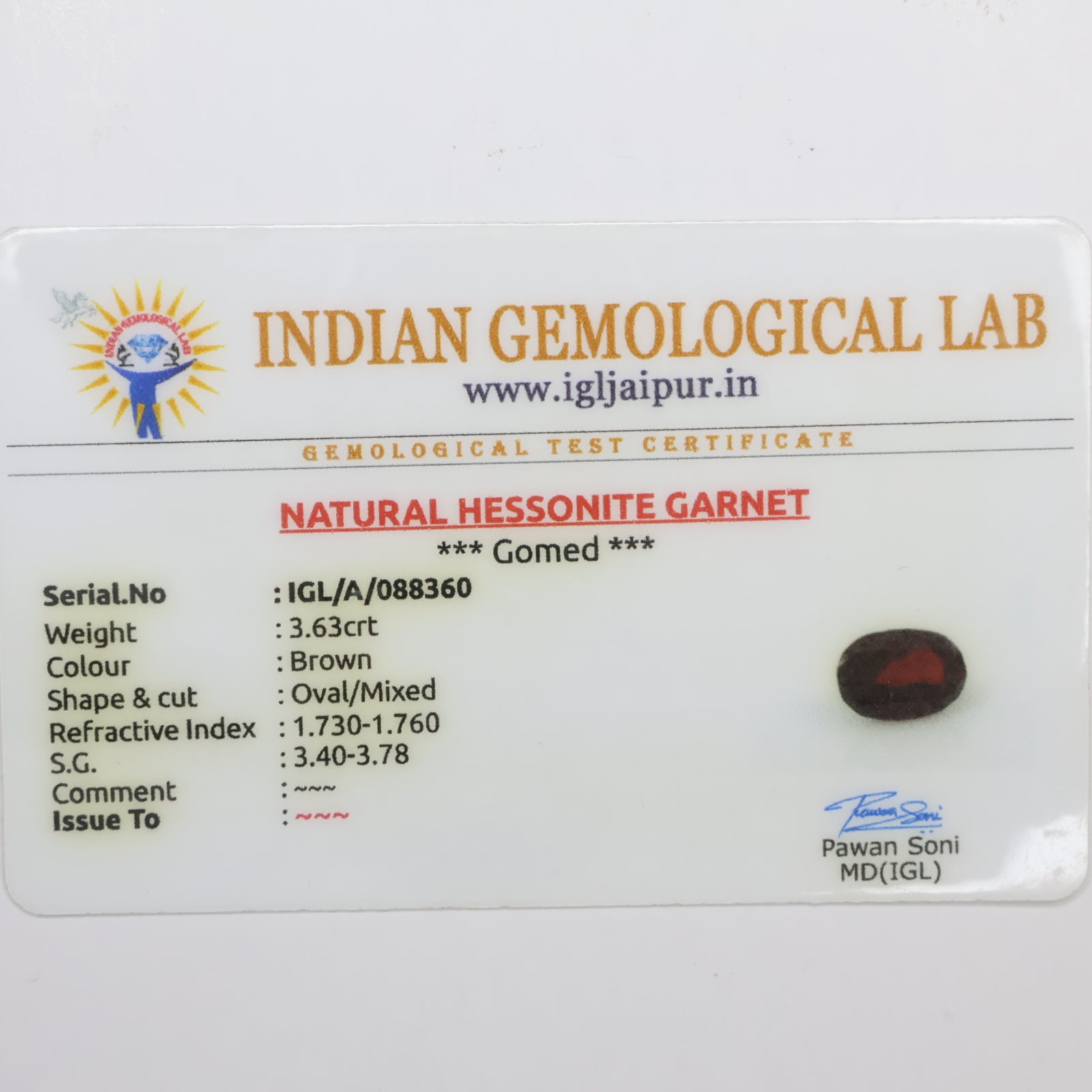 Natural Hessonite (Gomed) 3.63ct