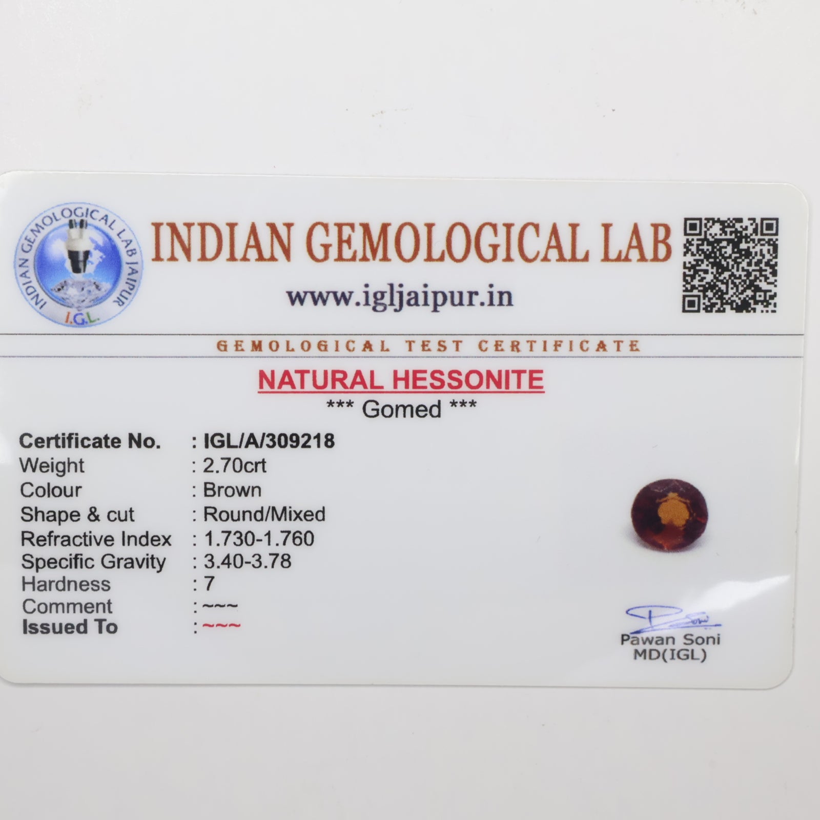 Natural Hessonite (Gomed) 2.70ct