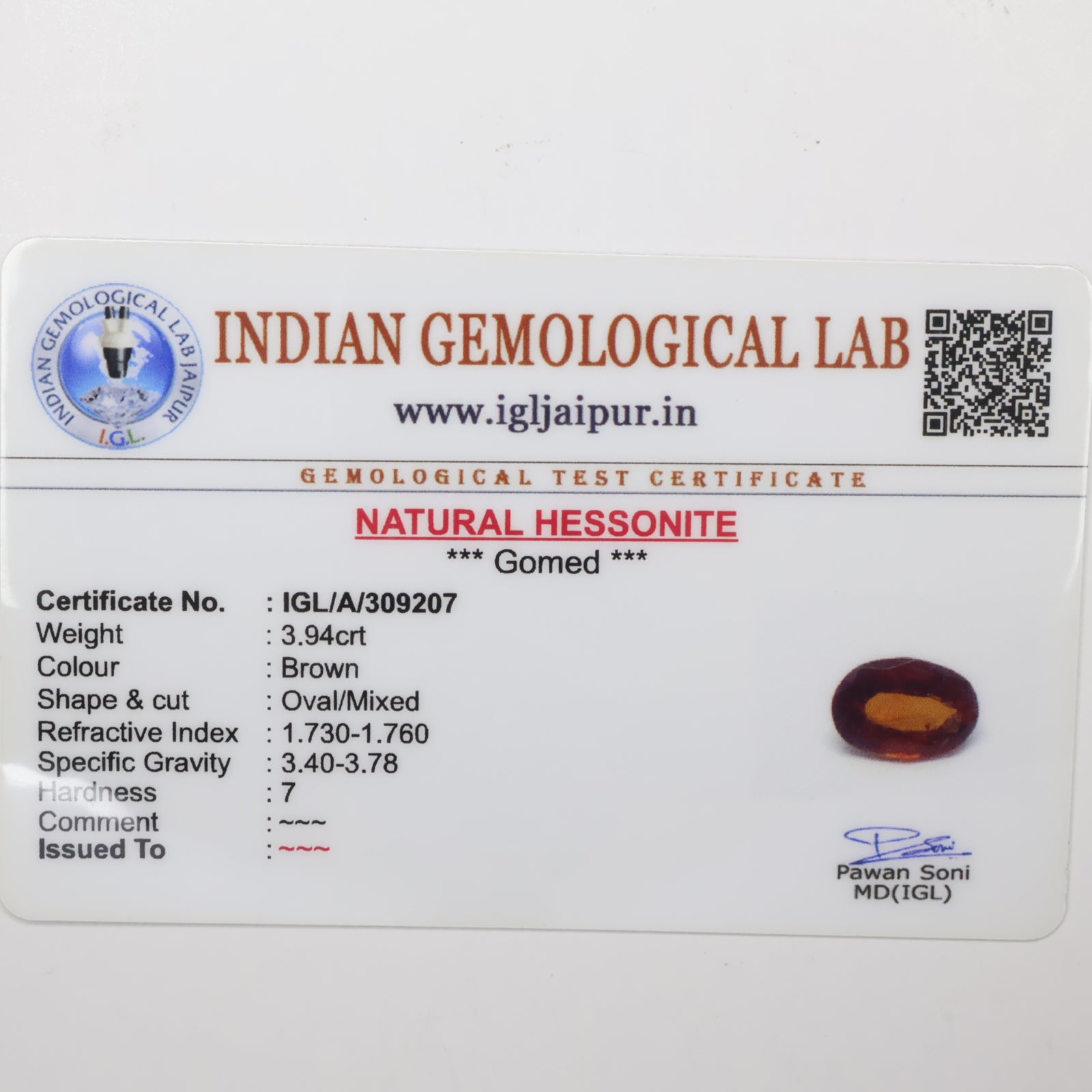 Natural Hessonite (Gomed) 3.94ct