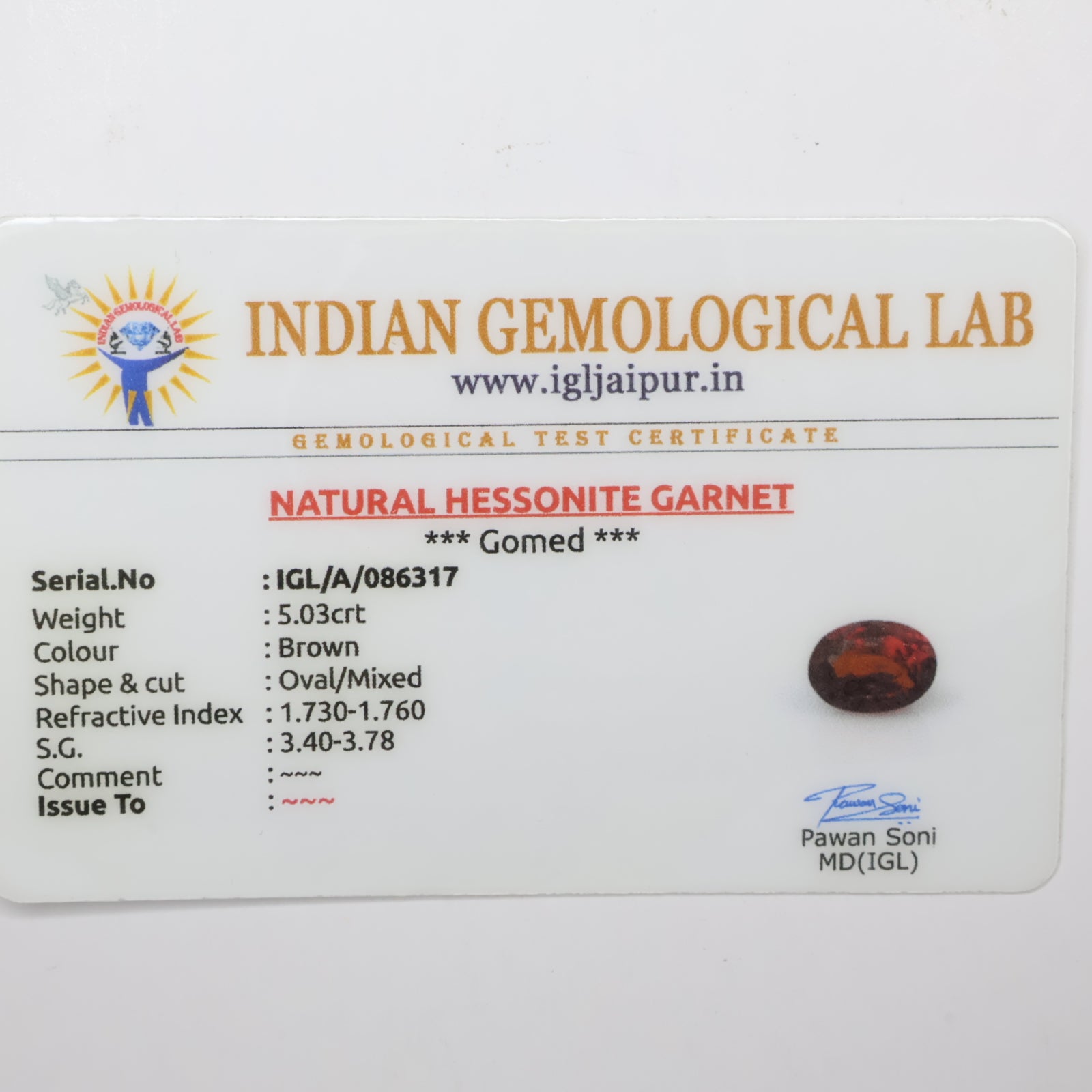 Natural Hessonite (Gomed) 5.03ct