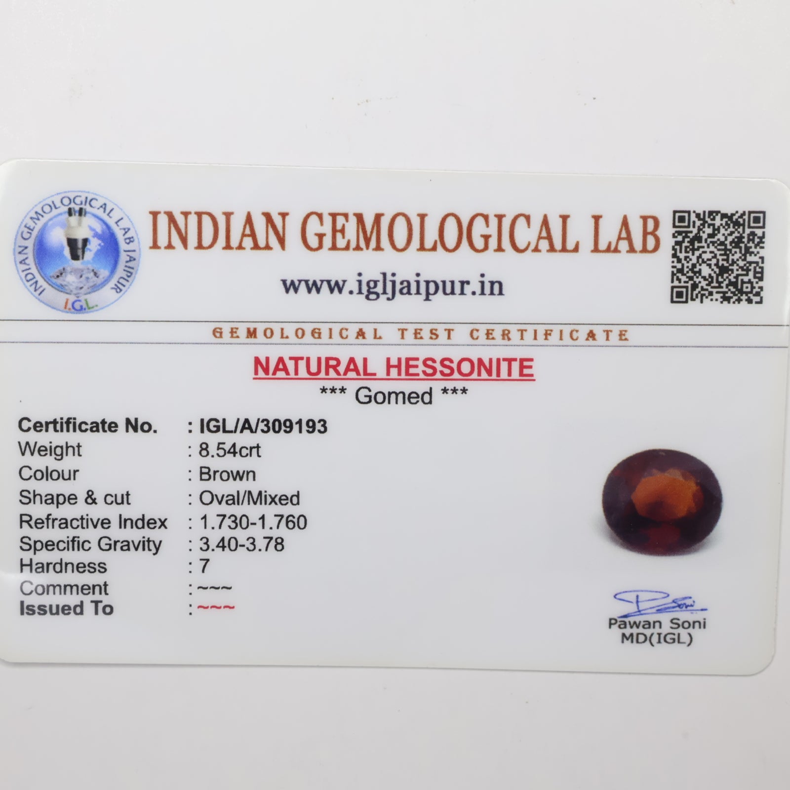 Natural Hessonite (Gomed) 8.54ct