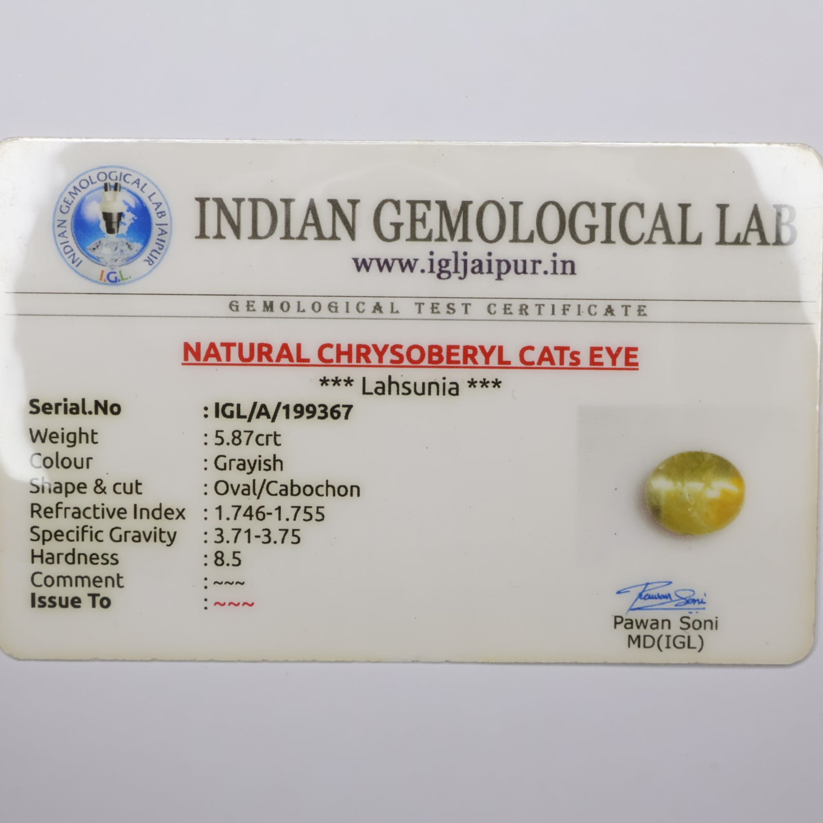Natural Chrysoberyl Cat's Eye 5.87ct
