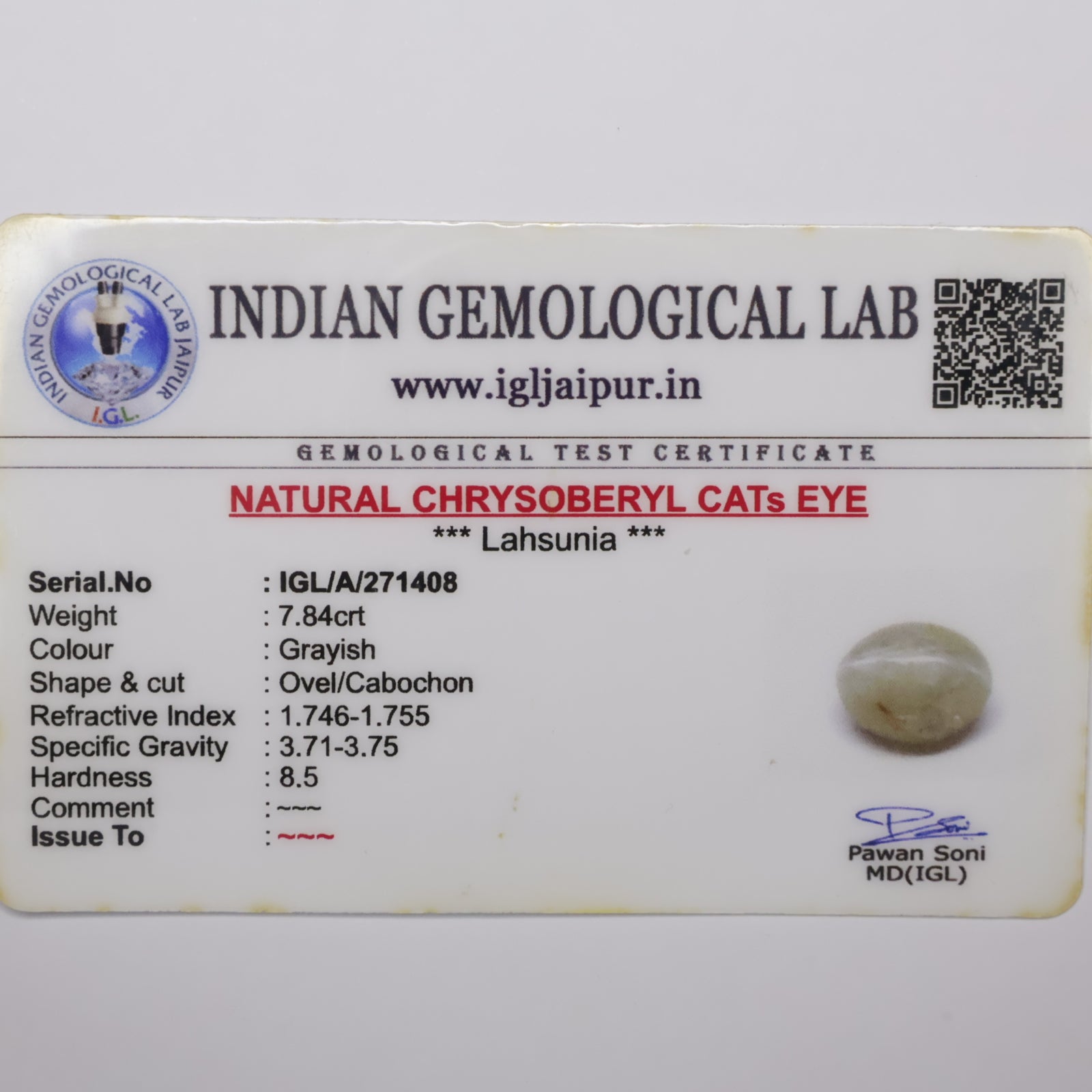 Natural Chrysoberyl Cat's Eye 7.84ct