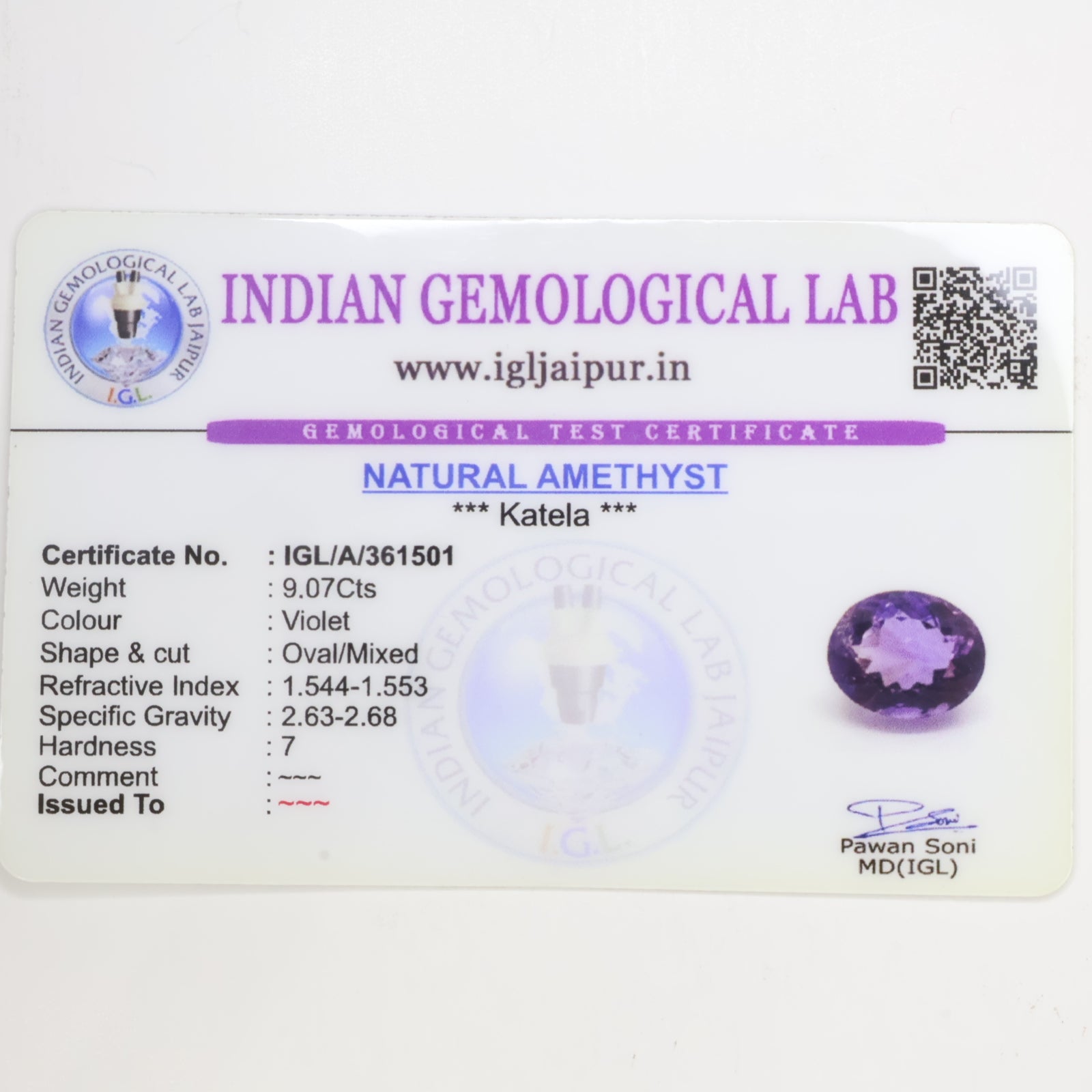 Natural Amythyst 9.07ct