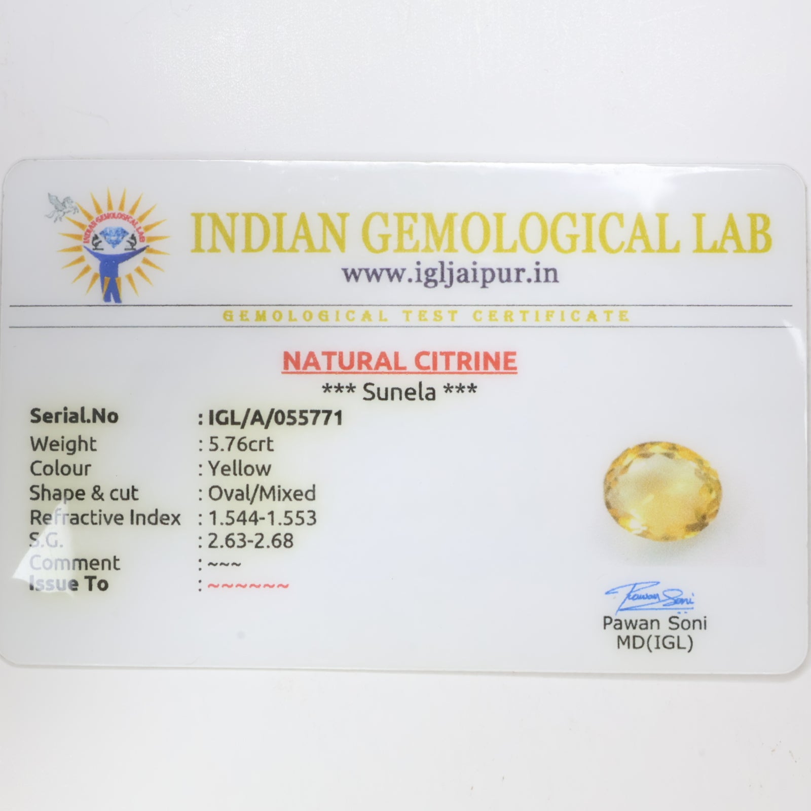 Natural Citrine 5.76ct