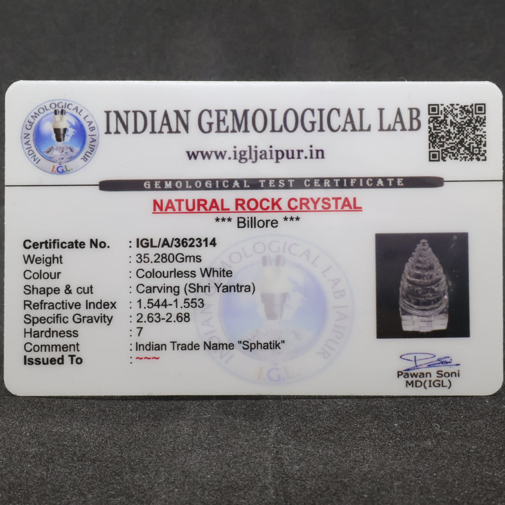 Natural Sphatik Shri Yantra 35.28g