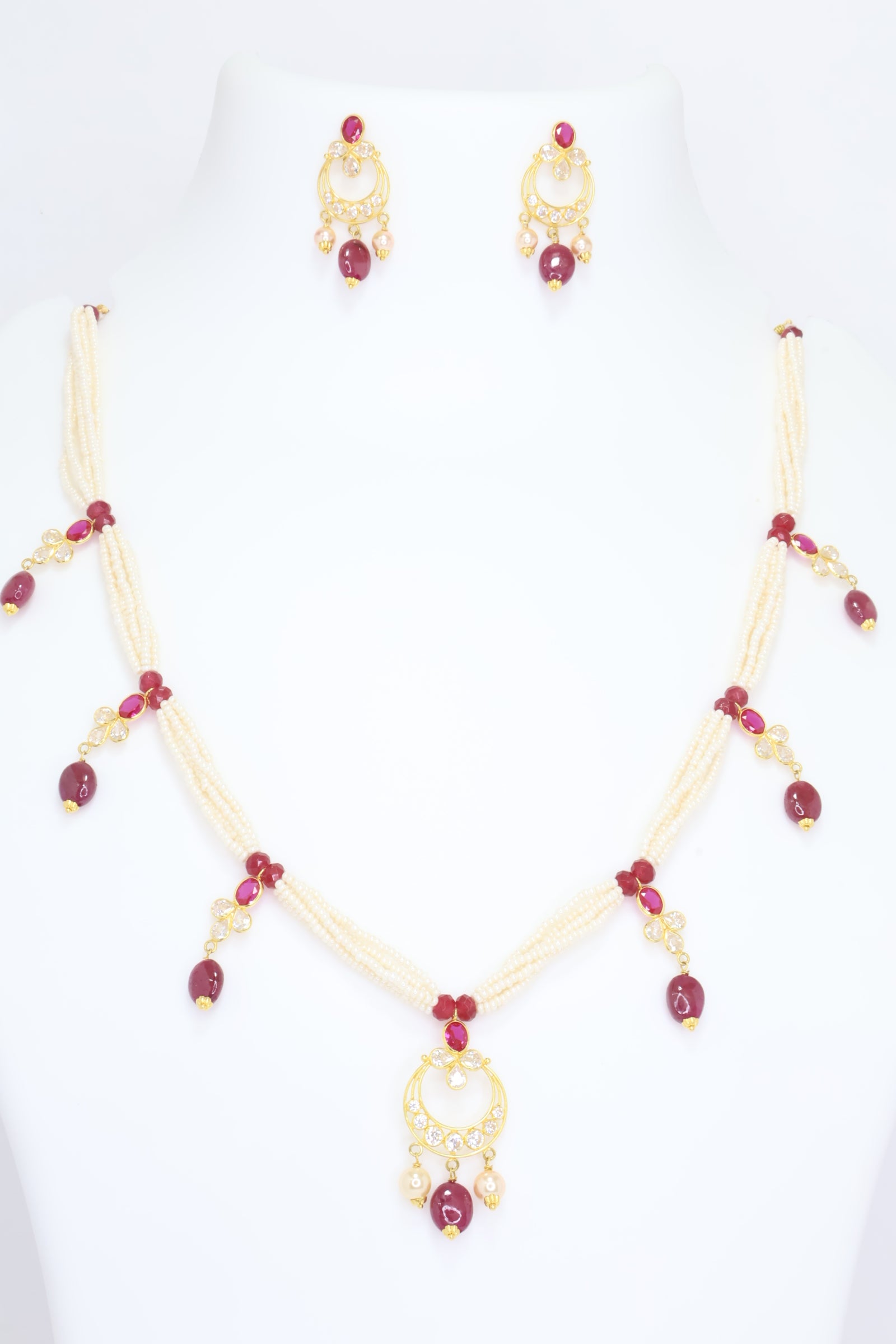 Gold & Precious Stones Necklace Set