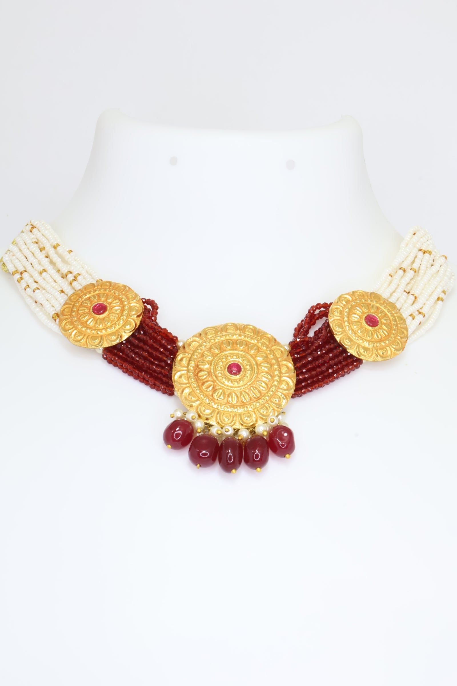 Gold & Precious Stones Necklace Set